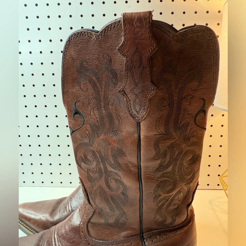 Brown Leather Western Mid-Calf Cowboy Boots - Picture 8 of 16